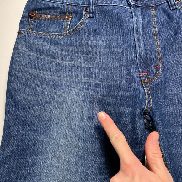 Edwin BLUE TRIP 141722-003 Leather Motif Slim Fit Medium Wash Jeans mens 33x31.5 - Picture 4 of 11